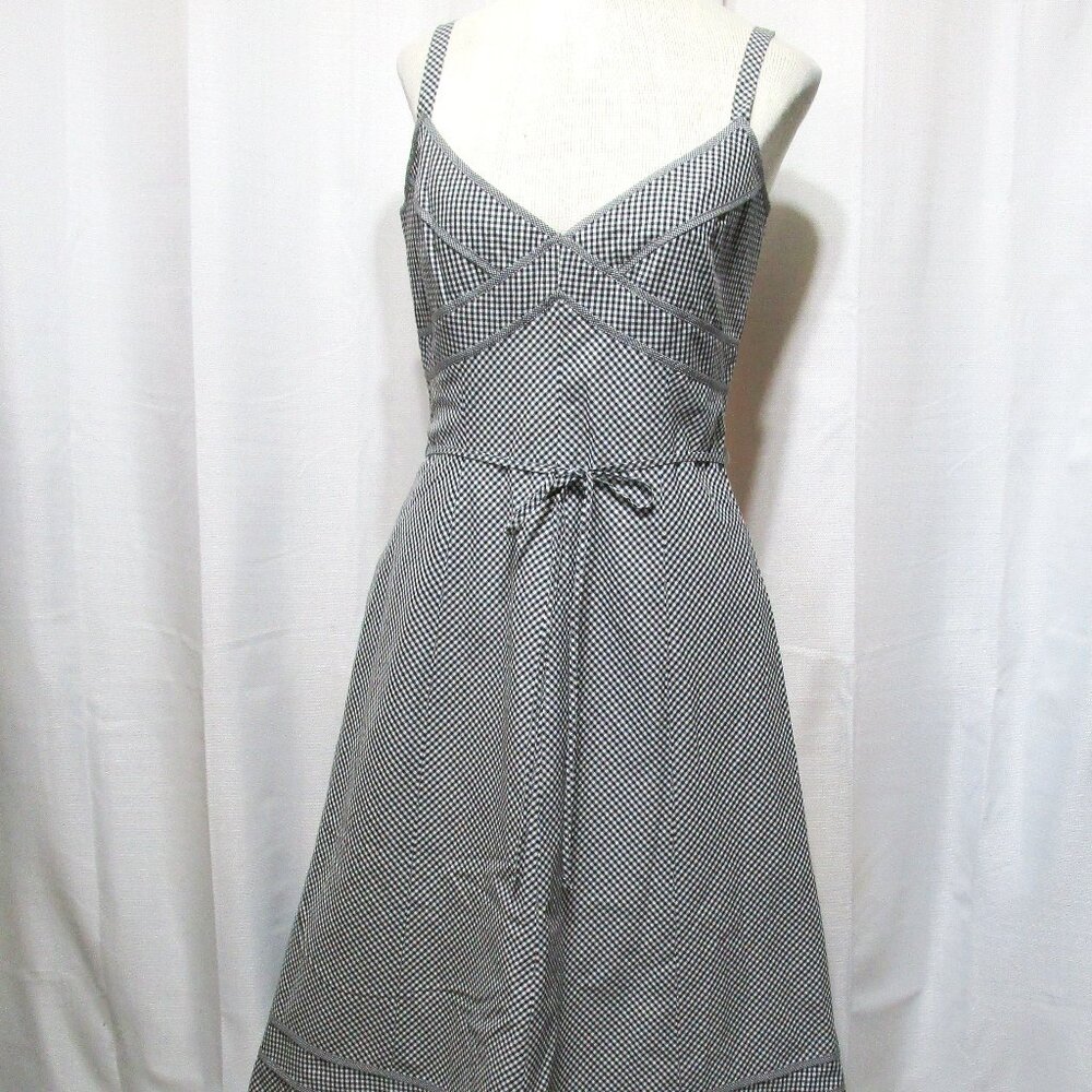 Talbots Dress Womens Black White Gingham Cotton Summer Sundress Pockets SZ 4 NEW